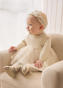 Mayoral Baby Champagne Long Sleeve Dress