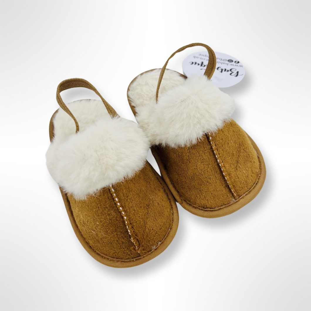 Baby Fur Lined Slippers - Tan