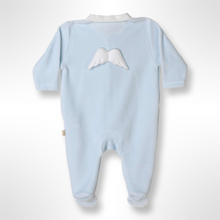 Load image into Gallery viewer, BabyGi Angel Wings Velour Sleepsuit - Blue