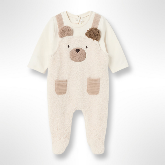 Mayoral Teddy Collection Fleece Dungaree-Look Babygrow