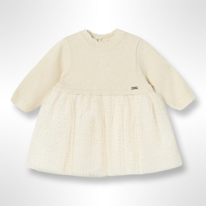 Mayoral Baby Champagne Long Sleeve Dress
