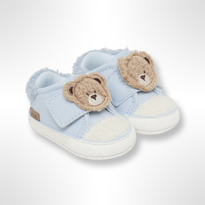 Mayoral Baby Cream Teddy Fleece Trainers - Blue