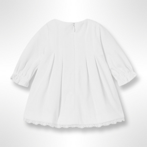 Mayoral Baby Velvet Ivory Long Sleeve Dress