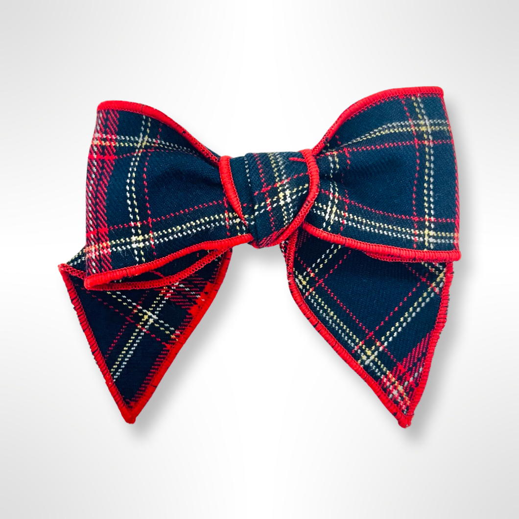 The Tartan Collection - Calamaro Red & Navy Tartan Bow Hairclip - Navy Red