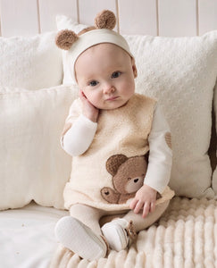Teddy Collection Mayoral Baby Fleece Dress with Headband