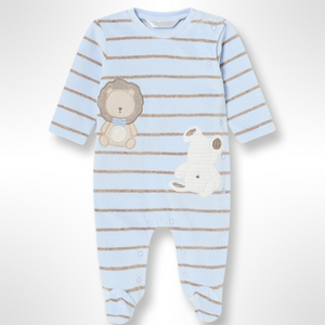 Mayoral Blue Little Lion Velour Babygrow