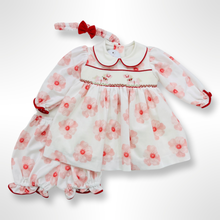 Load image into Gallery viewer, Pretty Originals Girls Red/Pink Floral Smocked Dress Set