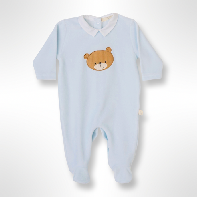 BabyGi Velour Little Bear Sleepsuit - Blue