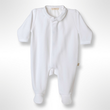 Load image into Gallery viewer, BabyGi Angel Wings Velour Sleepsuit - White