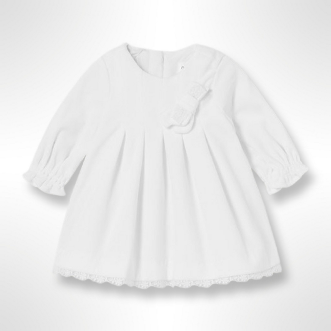 Mayoral Baby Velvet Ivory Long Sleeve Dress