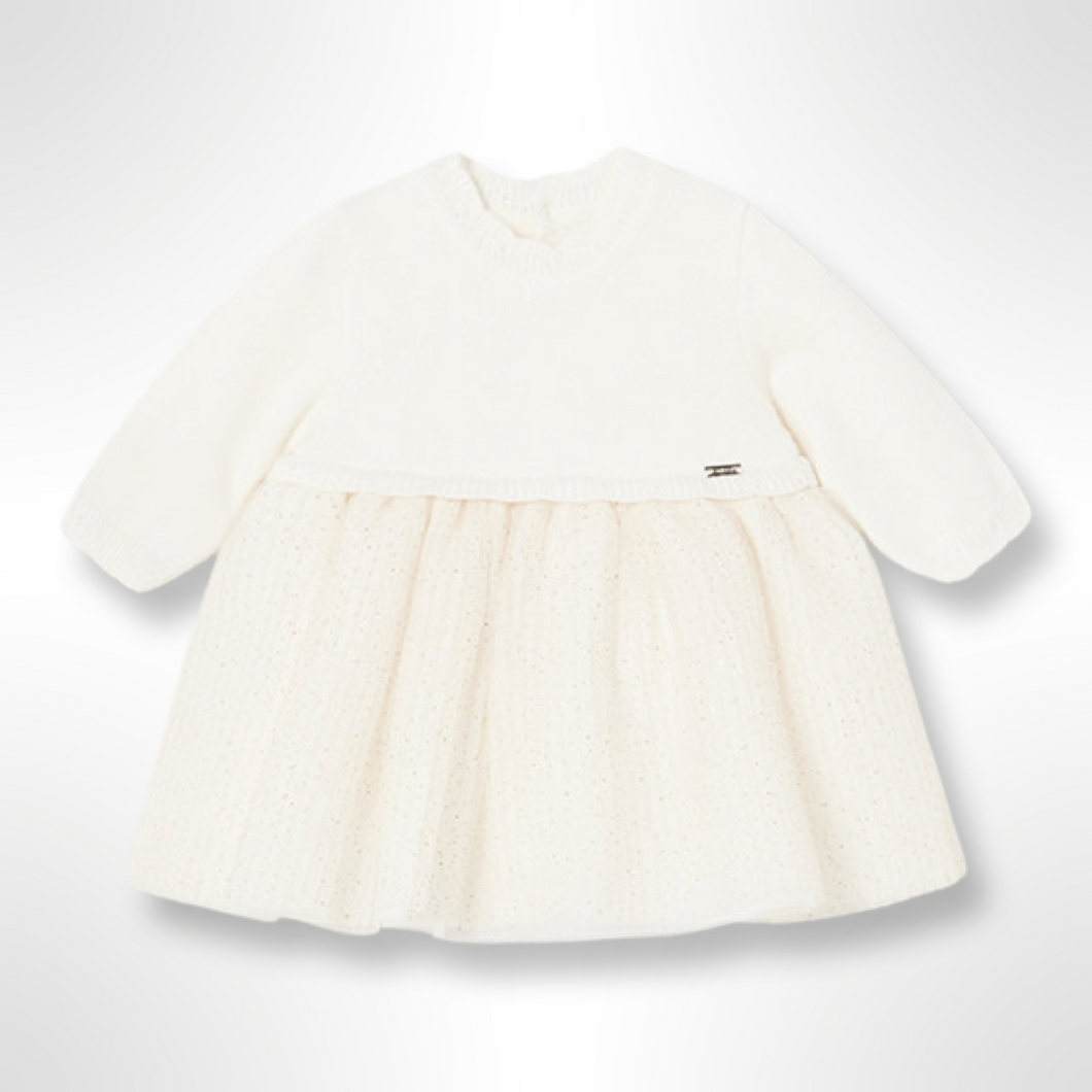 Mayoral Baby Ivory Long Sleeve Dress