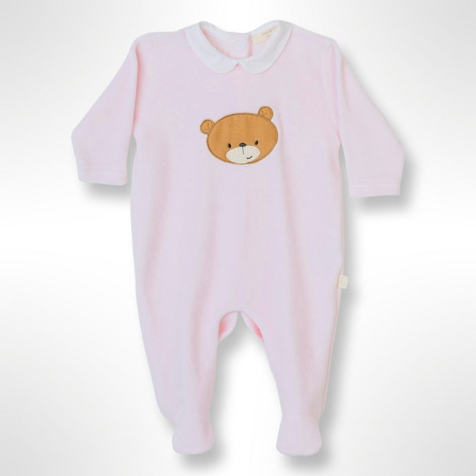 BabyGi Velour Little Bear Sleepsuit - Pink