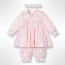 Load image into Gallery viewer, Pretty Originals Girls Pink Smocked Dress Set