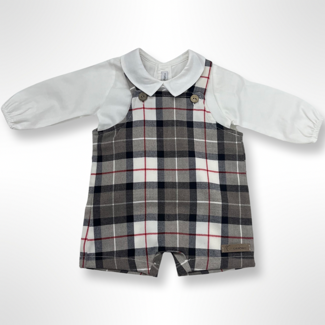 Claret Collection - Calamaro Boys Beige Dungree & Shirt Set