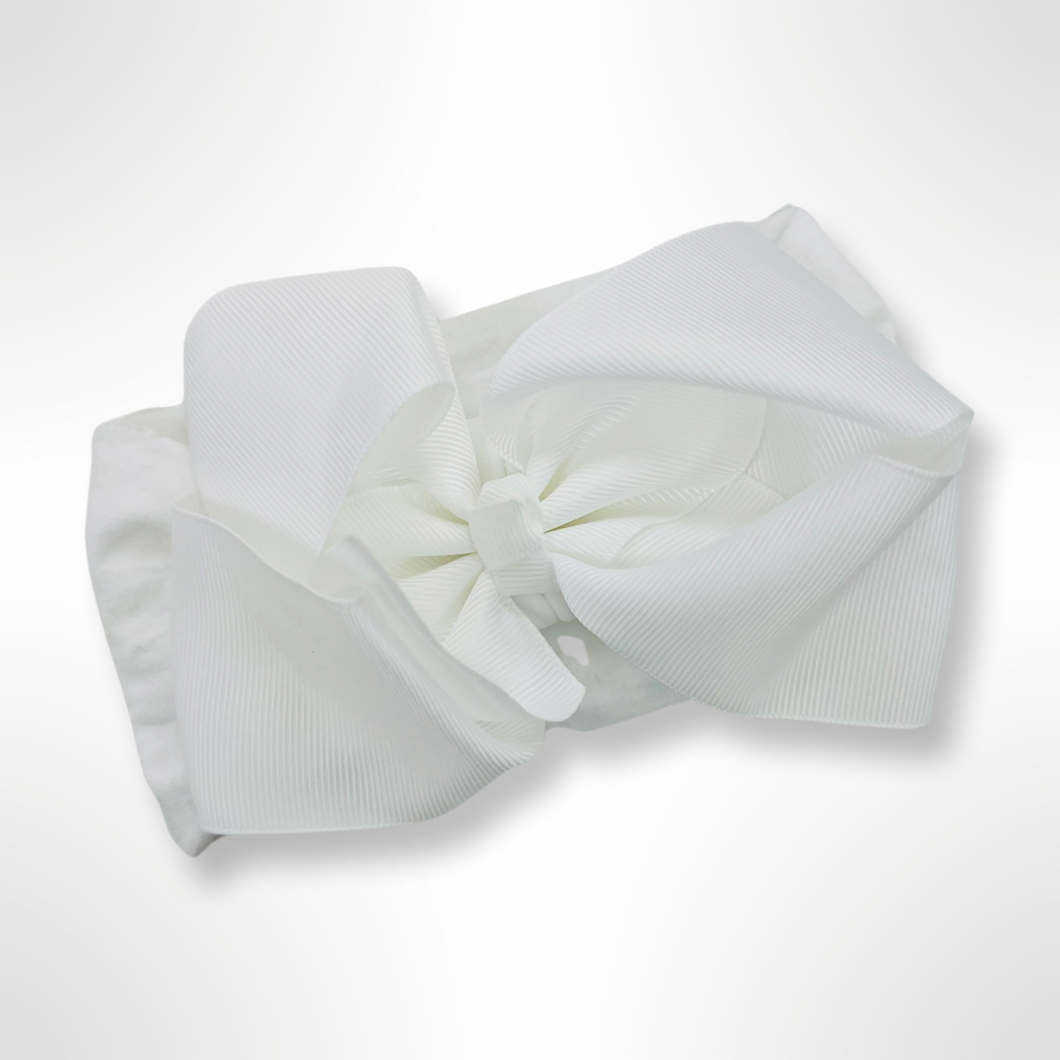 Large Bow Soft Headband - White