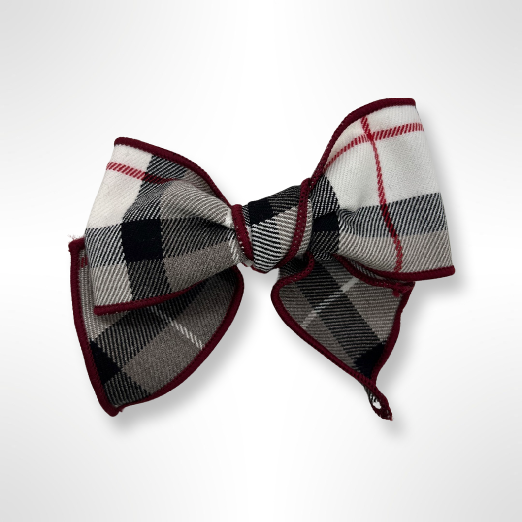 Claret Collection - Calamaro Beige Tartan Bow Hairclip