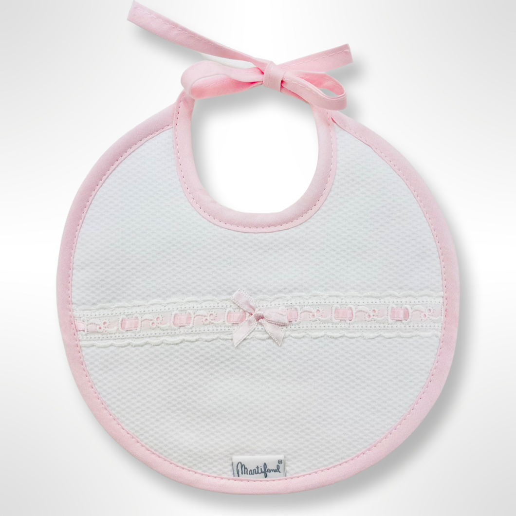 Round Lace Bib - Pink Trim