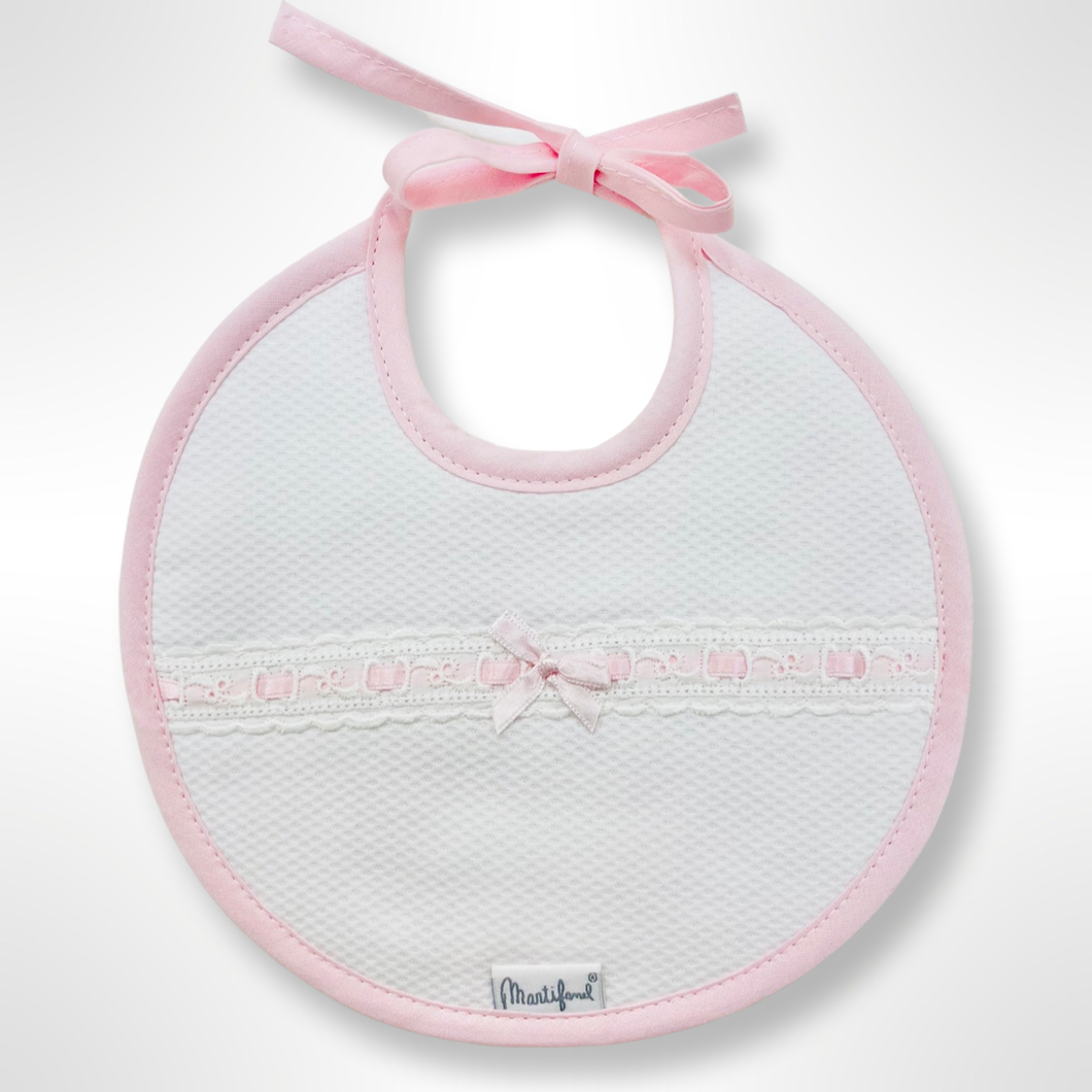 Round Lace Bib - Pink Trim