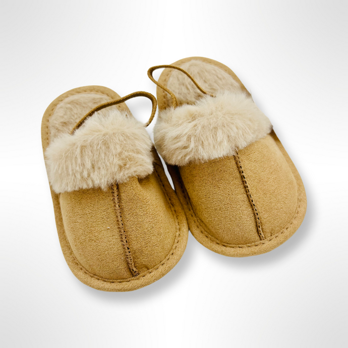 Baby Fur Lined Slippers - Tan/Tan
