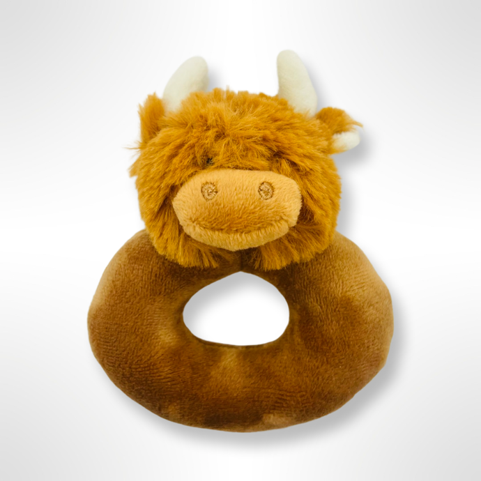 Highland Cow Baby Rattle - Brown