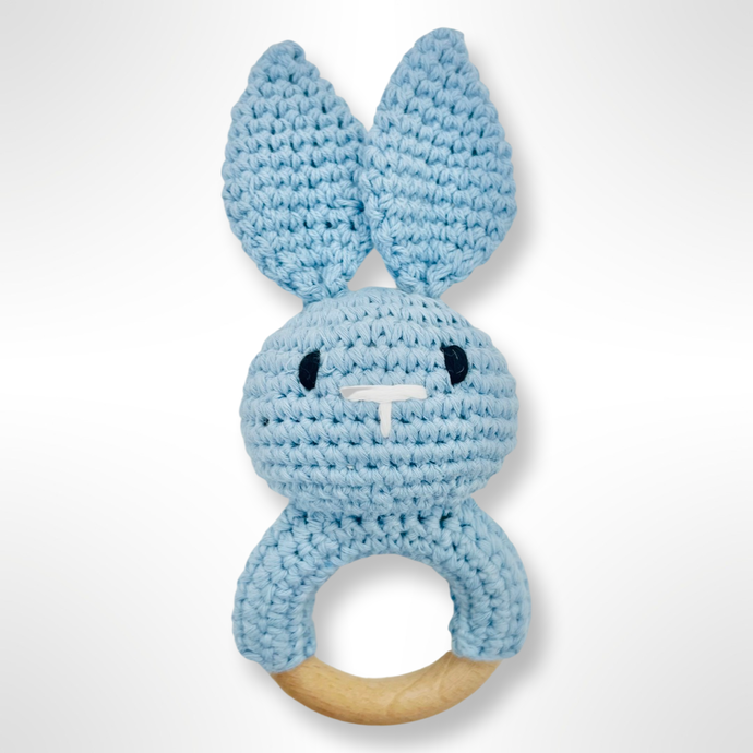 Crochet Bunny Rattle - Blue