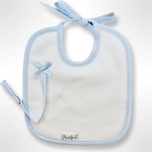 Dummy Clip Bib - Blue Trim