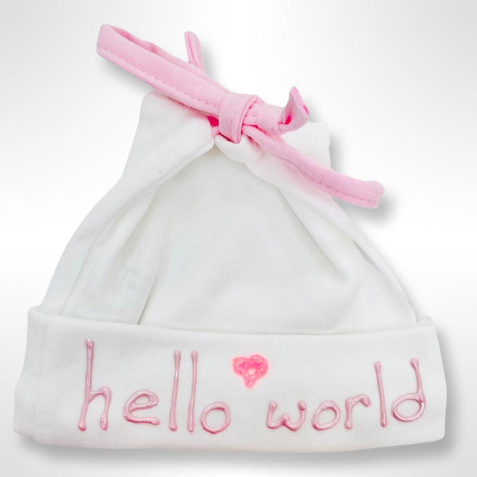 Hello World Hat - White/Pink