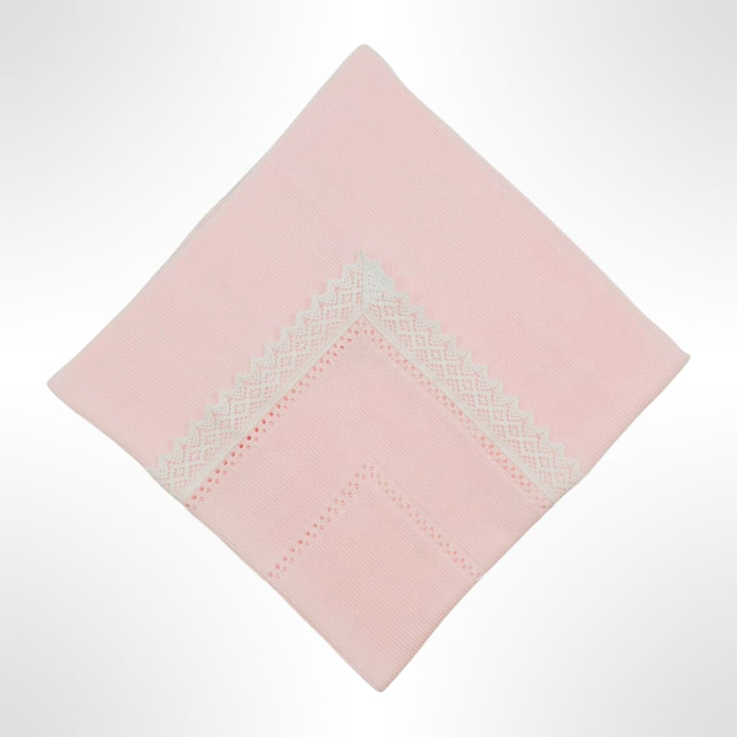 Sonno Lace Blanket - Pink with White Lace