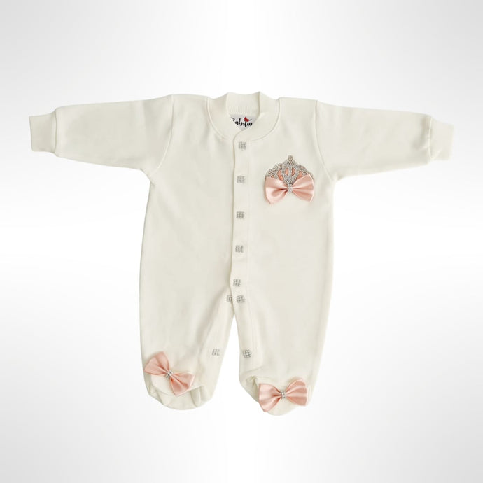 BABITIQUE SIGNATURE Crown Jewels Romper with Angel Wings - Rose Gold