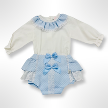 Load image into Gallery viewer, Colette Shirt and Bloomer Set - Blue/White