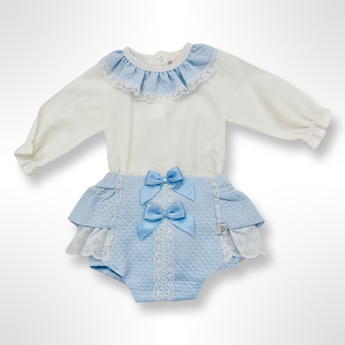 Colette Shirt and Bloomer Set - Blue/White