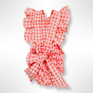 Portofino Collection - Coral and White Check Swimsuit