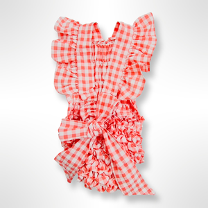 Portofino Collection - Coral and White Check Swimsuit