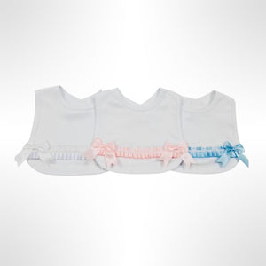 White Ribbon Trim Bib - White Trim