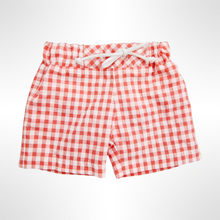 Load image into Gallery viewer, Portofino Collection - Coral and White Check Swim Shorts