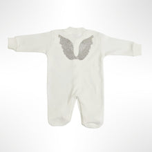 Load image into Gallery viewer, BABITIQUE SIGNATURE Crown Jewels Romper with Angel Wings - Baby Blue