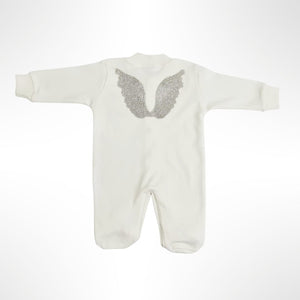 BABITIQUE SIGNATURE Crown Jewels Romper with Angel Wings - Baby Blue
