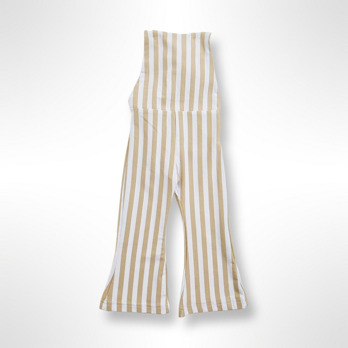 Harlow Bell Bottom Striped Jumpsuit - Beige