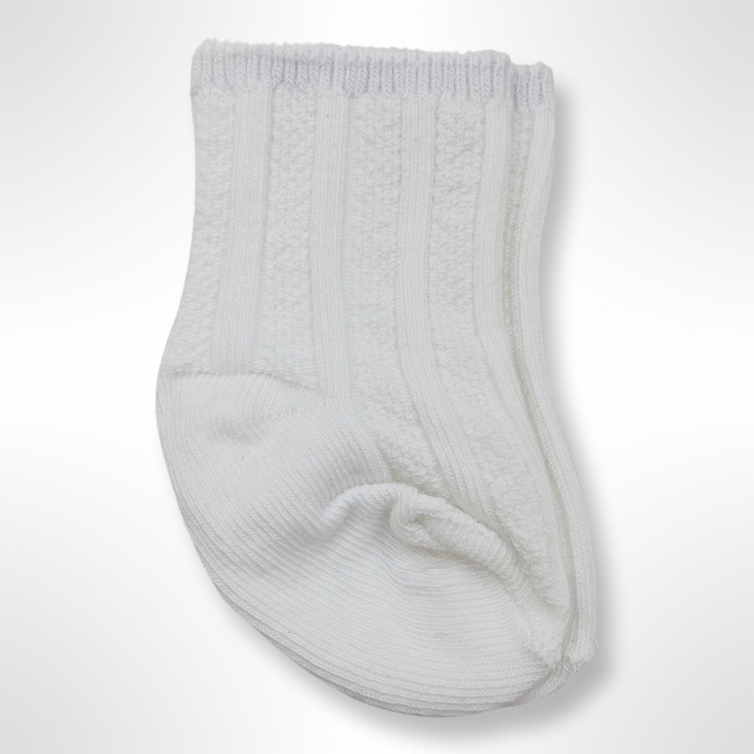 White Short Ribbed Socks