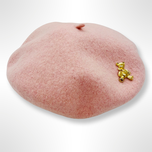 Teddy Bear Charm Beret - Pink