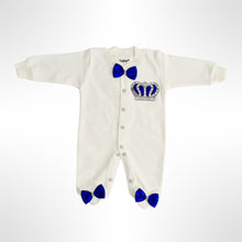 Load image into Gallery viewer, BABITIQUE SIGNATURE Crown Jewels Romper with Angel Wings - Royal Blue