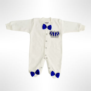 BABITIQUE SIGNATURE Crown Jewels Romper with Angel Wings - Royal Blue