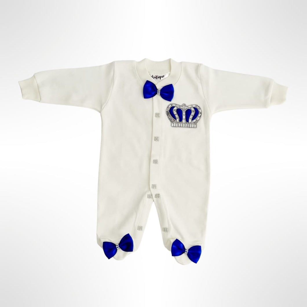 BABITIQUE SIGNATURE Crown Jewels Romper with Angel Wings - Royal Blue