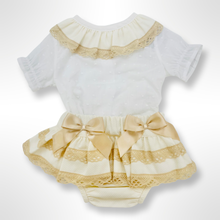 Load image into Gallery viewer, Colette Short Sleeve Shirt and Bloomer Set - Ivory/Beige