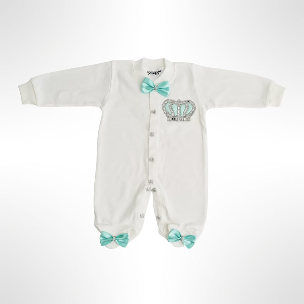 BABITIQUE SIGNATURE Crown Jewels Romper with Angel Wings - Mint