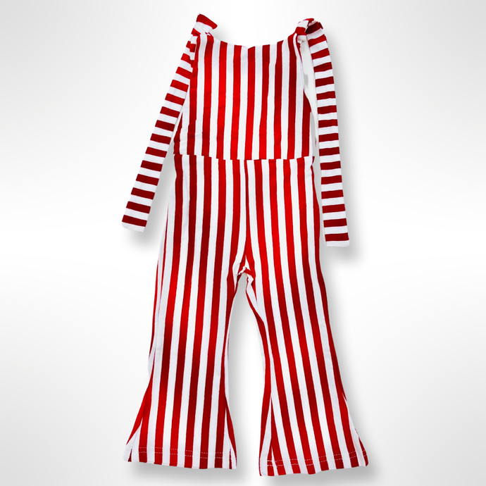 Harlow Bell Bottom Striped Jumpsuit - Red