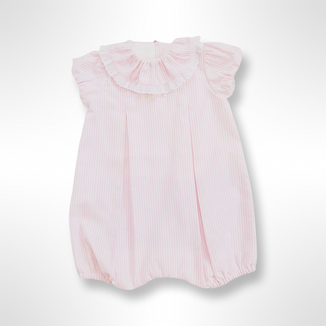 Cannes Collection - Pink Stripe Frill Collar Romper