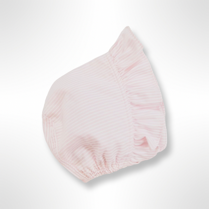 Cannes Collection - Pink Stripe Frill Bonnet