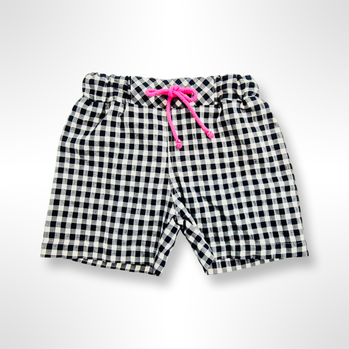 Portofino Collection - Black and White Check Swim Shorts