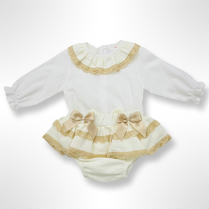 Colette Shirt and Bloomer Set - Ivory/Beige